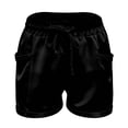thumbnail image 5 of FAOWME Womens Casual Shorts Flat Front Drawstring Elastic Waist Solid Color Comfortable Lightweight Shorts With Pockets For Everyday Wear,Black,L, 5 of 5
