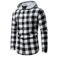 thumbnail image 2 of AnuYalue Men's Flannel Hoodie Shirts Casual Plaid Button Down Pullover Long Sleeve Stylish Hooded Sweatshirt with Pocket, 2 of 7