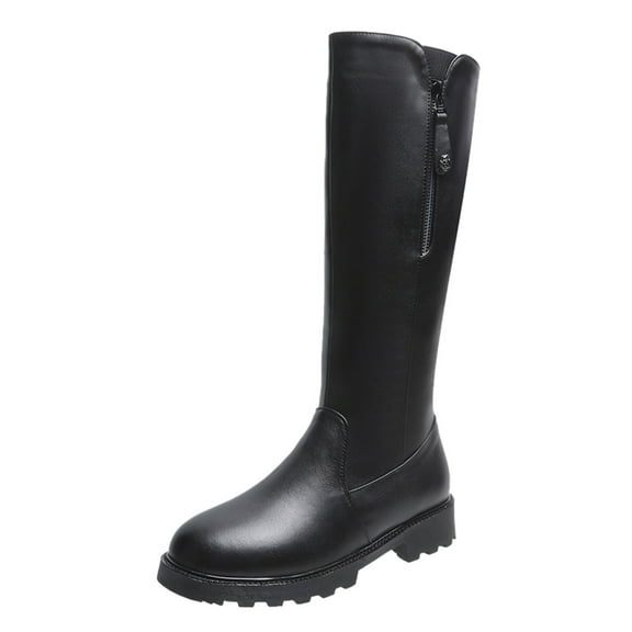 adviicd Snow Boots for Women Suede Boots Women Knee High Ladies Fashion Solid Color Leather Side Zipper Womens Knee High Boots Narrow Calf