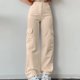 thumbnail image 2 of Pantalones cargo de cintura alta con tres bolsillos para mujer - Poliéster, estilo informal, 2 of 7