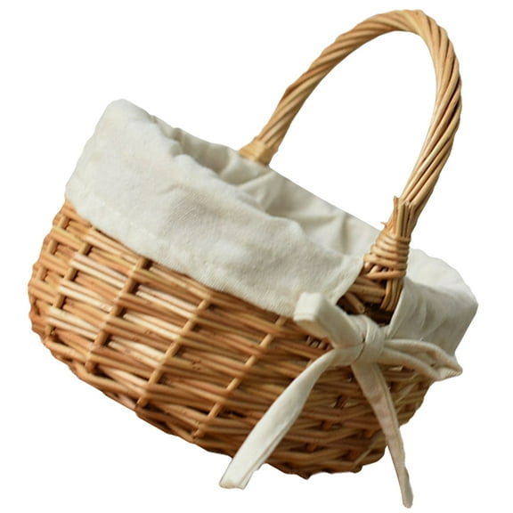 Dytern Party Picnic Basket with Handle Hand Woven Wicker Basket Eggs Candy Basket for Party Flower