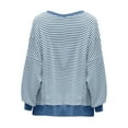 thumbnail image 6 of Sweatshirts for Women, Yigetop Women's Oversized Sweatshirt Knit Striped Long Sleeve Crewneck Casual Loose Pullover Tops Crew Neck Sweatshirts Women, Sky Blue, S, 6 of 6