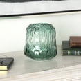 thumbnail image 2 of DecMode 7" Dimensional Textured Square Ombre Green Glass Vase, 2 of 9
