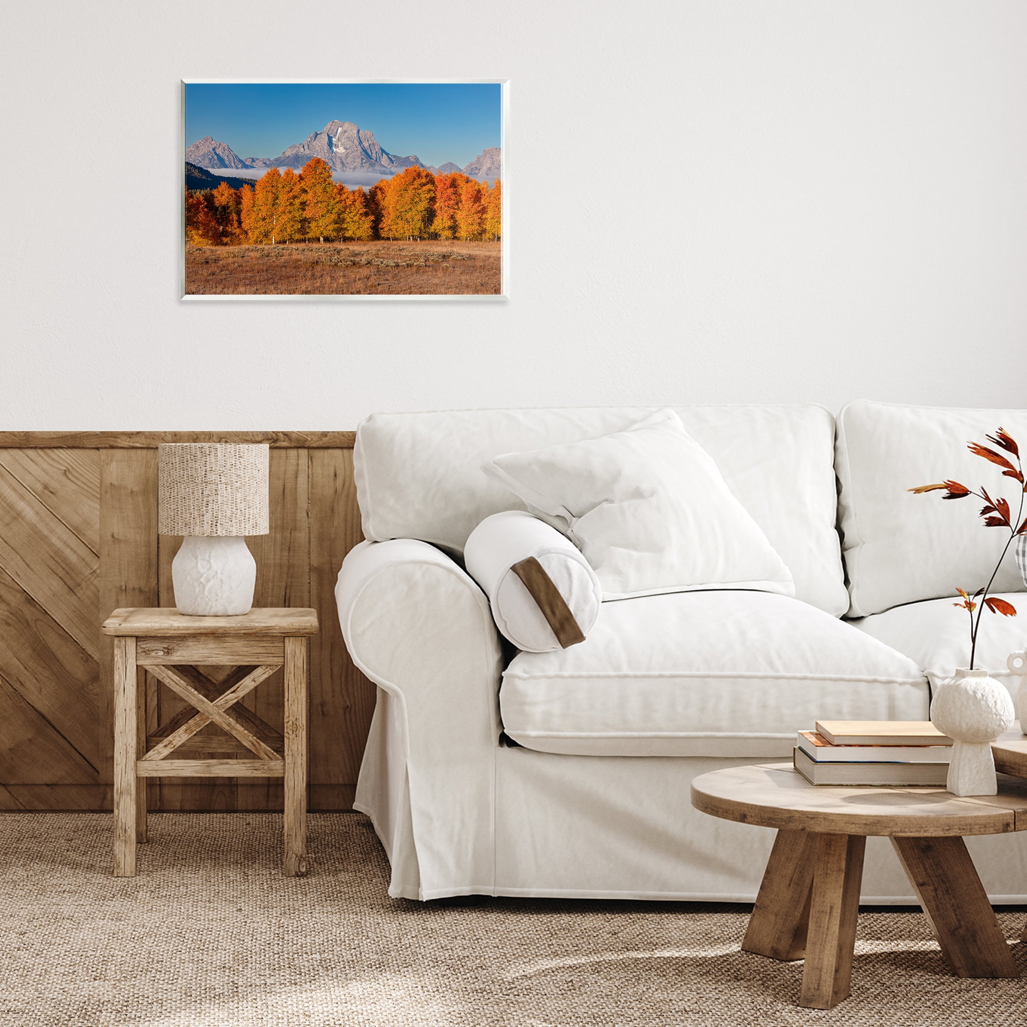 Autumn Tree Line With Mountain Wall Plaque Art, design by Shelley Carlisle