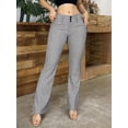 thumbnail image 5 of Pantalones elásticos de cintura baja para mujer con bolsillos Pantalones de vestir con pierna acampanada Pantalones pequeños para trabajo de oficina BusinessF-light Grey--button FrontXX-Large, 5 of 5