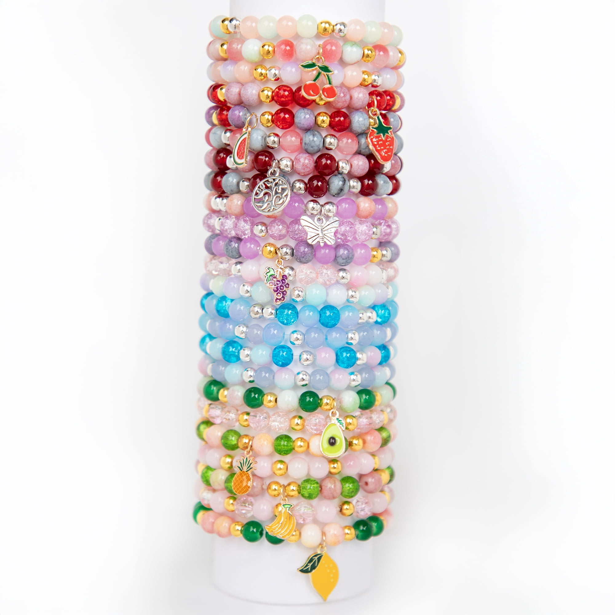 Cousin DIY Charm Bracelet Making Kit with Marble Beads and Fruit Charms, 493-Piece Jewelry Making Kit