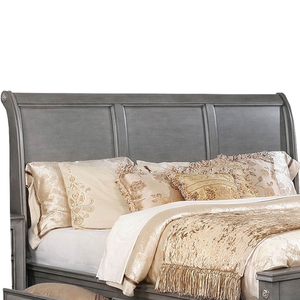 Wooden Queen Size Bed with Spacious Storage Drawers Gray - Saltoro Sherpi