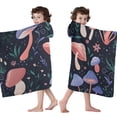 thumbnail image 4 of Colorful Mushroom Flower Dark Pattern Hooded Bath Towel，60"x35" for Ages 3 To 12 Kids, Quick Dry Lightweight Soft Microfiber Hood Beach Towel Cover Up for Kids, 4 of 7