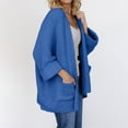 thumbnail image 5 of Baberdicy Women's Oversized 3/4 Sleeve Open Front Knit Cardigan Outwear with Pockets , 2025 Knit Cardigan, Solid Oversized Sweater, Trendy Lounge Coat Blue S, 5 of 5