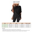 thumbnail image 4 of Camisa de manga corta para mujer, cuello redondo, dobladillo con nudo, Color puro, corte holgado, Top informal para mujer para citas, compras diarias, 4 of 6