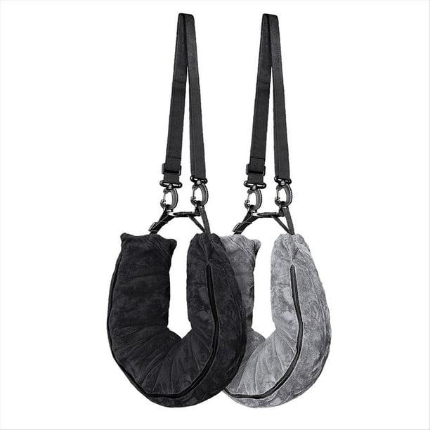 Paquete de 2 Almohadas de Viaje Rellenables para Equipaje Adicional, Almohada de Cuello de Viaje de Terciopelo con Tamaño de Cuello Ajustable, Se Adapta A Viajes
