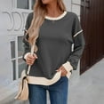 thumbnail image 6 of Duoif Womens Sweatshirt, Women's Contrast Trim Sweatshirt - Lightweight Crewneck Pullover Sweatshirt for Women Grey XL, 6 of 9