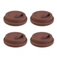 thumbnail image 1 of 4pcs Silicone Coffee Mug Lids Reusable Travel Cup Covers Dustproof Coffee Cup Lid (Coffee), 1 of 3