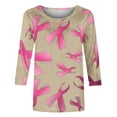 thumbnail image 3 of Camisetas Casuales de las Mujeres Impresas 3/4 Manga Blusa Cuello Redondo Estante de Imitación, Moda Casual Top para las Mujeres, 3 of 5
