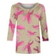 thumbnail image 3 of Camisetas Casuales de las Mujeres Impresas 3/4 Manga Blusa Cuello Redondo Estante de Imitación, Moda Casual Top para las Mujeres, 3 of 5