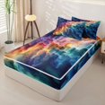 thumbnail image 2 of Castle Fairy Abstract Gradient Swirl Wave Zipper Twin Comforter Sets with Fitted Sheet and 2 Pillowcases,Layered Fluid Marble Texture Zipper Bedding Set,Purple Orange,Black Reversible,4-Piece, 2 of 6