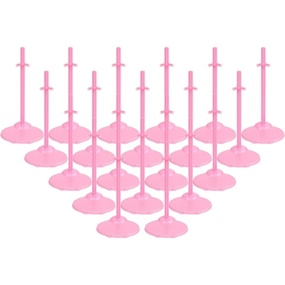 Doll Stands, Doll Stands Display Holder with Adjustable Waist Clip, Pink Doll Support Stand for 11 to 13 Inch Dolls Action Figure Stand Doll Accessories (20pc)