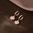 thumbnail image 6 of 925 Sterling Silver CZ Clover Hoop Earrings Dangle for Women Teens Lucky Clover Leaf Huggie Earrings Flower Drop, 6 of 6