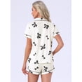 thumbnail image 4 of DARING DIVA Women's Pajama Sets Short Sleeves Bow Button Up Tops and Shorts M White, 4 of 7