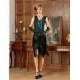 thumbnail image 4 of PrettyGuide Women's Flapper Dresses Sequin Pearl Fringe Dress V Neck 1920s Dress Art Deco Great Gatsby Dress, 4 of 8