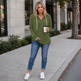 thumbnail image 5 of Sheghy Hoodies for Women Ladies Daily and Winter Long Sleeved V-neck Drawstring Knitted Loose Fitting Hooded Sweatshirt Hanging Sweatshirt Top Army Green S, 5 of 8