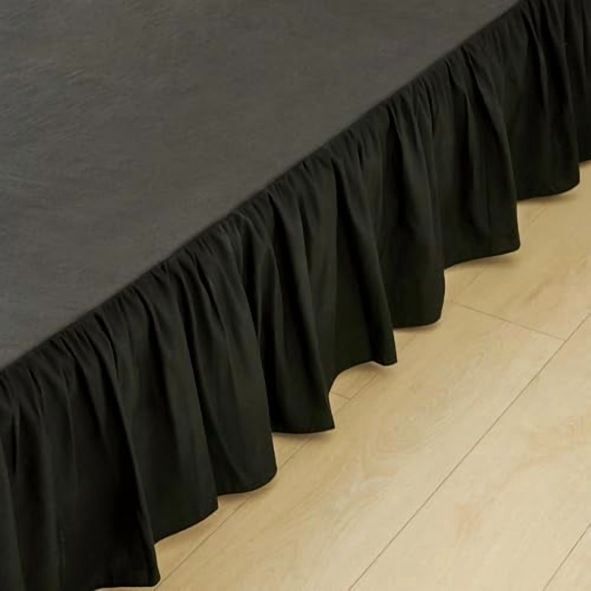 Bed Skirt Twin Size Ruffled Bed Skirt with Split Corners, Black Bed Skirts 14 Inch Drop, Bed Skirting with Platform, 14'' Twin