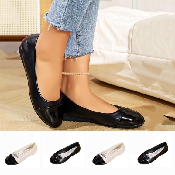 Miqool Women Ballet Flats Round Toe Slip On Comfortable Soft Sole Casual Dressy Indoor Outdoor Lightweight PU Flat Shoes