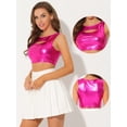 thumbnail image 2 of Disfraz de Halloween Allegra K Top corto metálico brillante sin mangas para mujer Rojo XL, 2 of 4