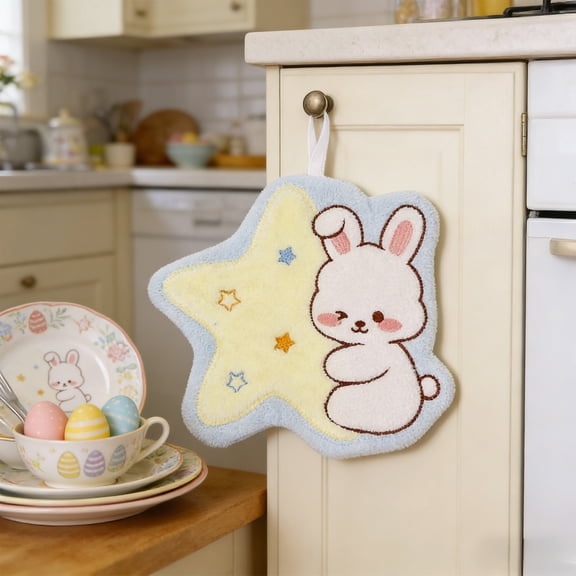 Antqov Easter Hand Towels Bathroom Decor 9x9" Cute Bunny Kicthen Towel Absorbent Quickly Towels for Home Kicthen Bathroom Supplies Gifts