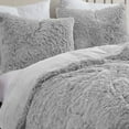 thumbnail image 3 of Sweet Home Collection Long Faux Fur Plush 3-Piece Microfiber Comforter Bedding Set - Silver, King, 3 of 4
