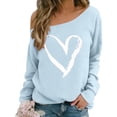 thumbnail image 2 of Aoiroe Women's Off The Shoulder Tops,Fall Fashion Outfits 2026 Clothes Oversized Fashion Casual Sweaters Womens Pullover Sweatshirt Work Clothes for Women 2026 Light blue 2XL, 2 of 5