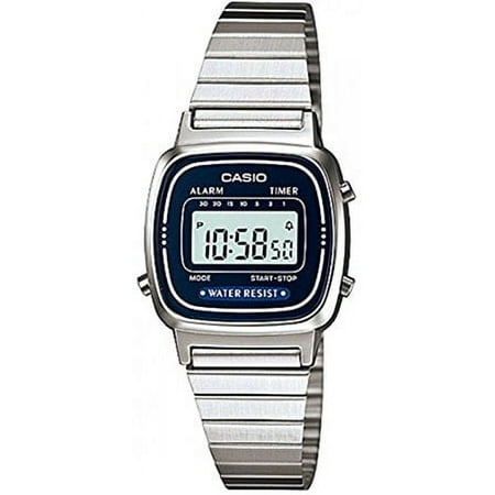Casio Women's Silver Stainless-Steel Quartz Watch LA670WA-2 with Digital Dial