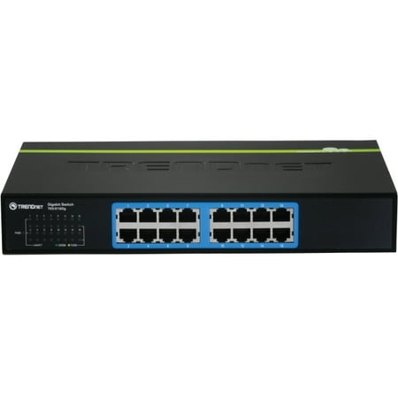 TRENDnet TEG-S16DG Gigabit GREENnet Switch - 16 Ports - 10/100/1000Base-T - 16 x Network - Gigabit Ethernet - 2 Layer SupportedLifetime Limited