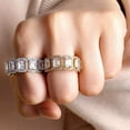 thumbnail image 4 of Square Rings Iced Out Cubic Zirconia Micro Pave Hip Hop Fashion Wedding Eternity Band Ring for Men Women, 4 of 6