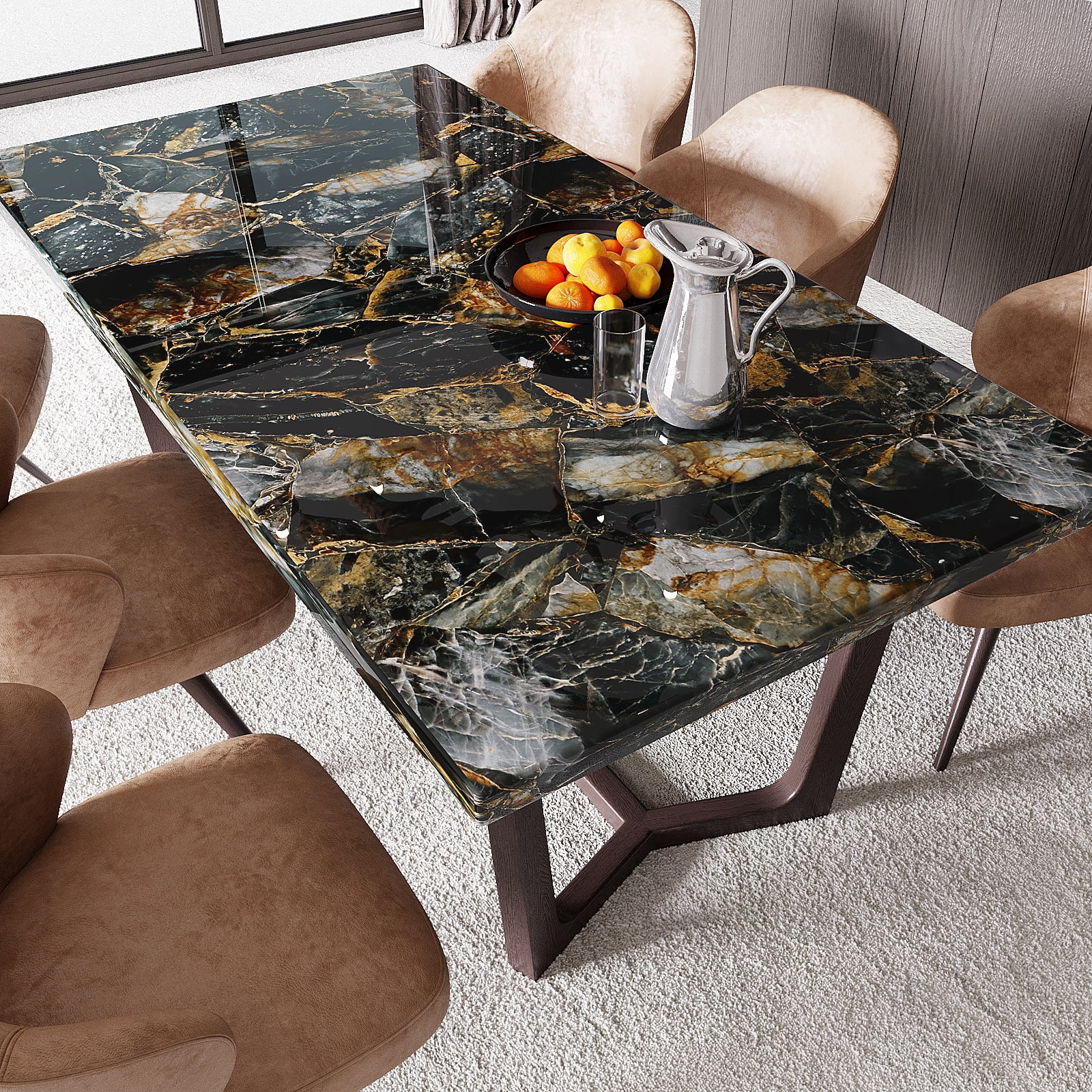 VEELIKE 15.7''x118'' Glossy Slate Gold Marble Peel and Stick Countertops Contact Paper Waterproof Marble Wallpaper for Kitchen Counter Top Self Adhesive Vinyl Wallpaper for Bedroom Shelf Cabinets