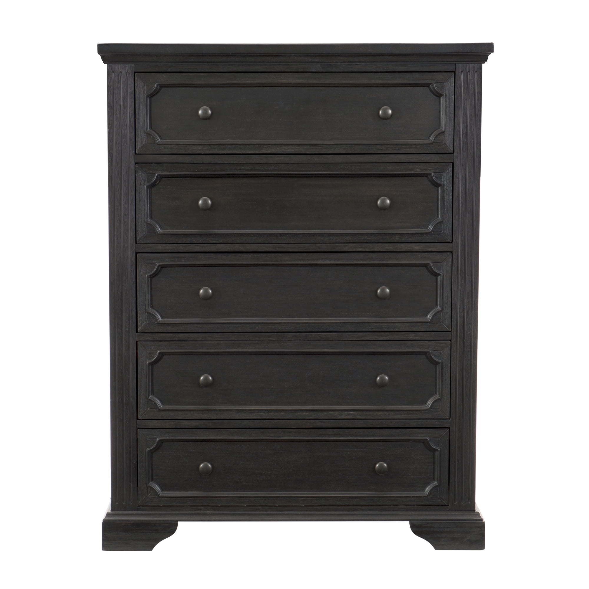 Charcoal Wood Traditional Design 5-Drawers Storage Chest 1pc Charcoal Finish Rustic Style Bedroom Furniture