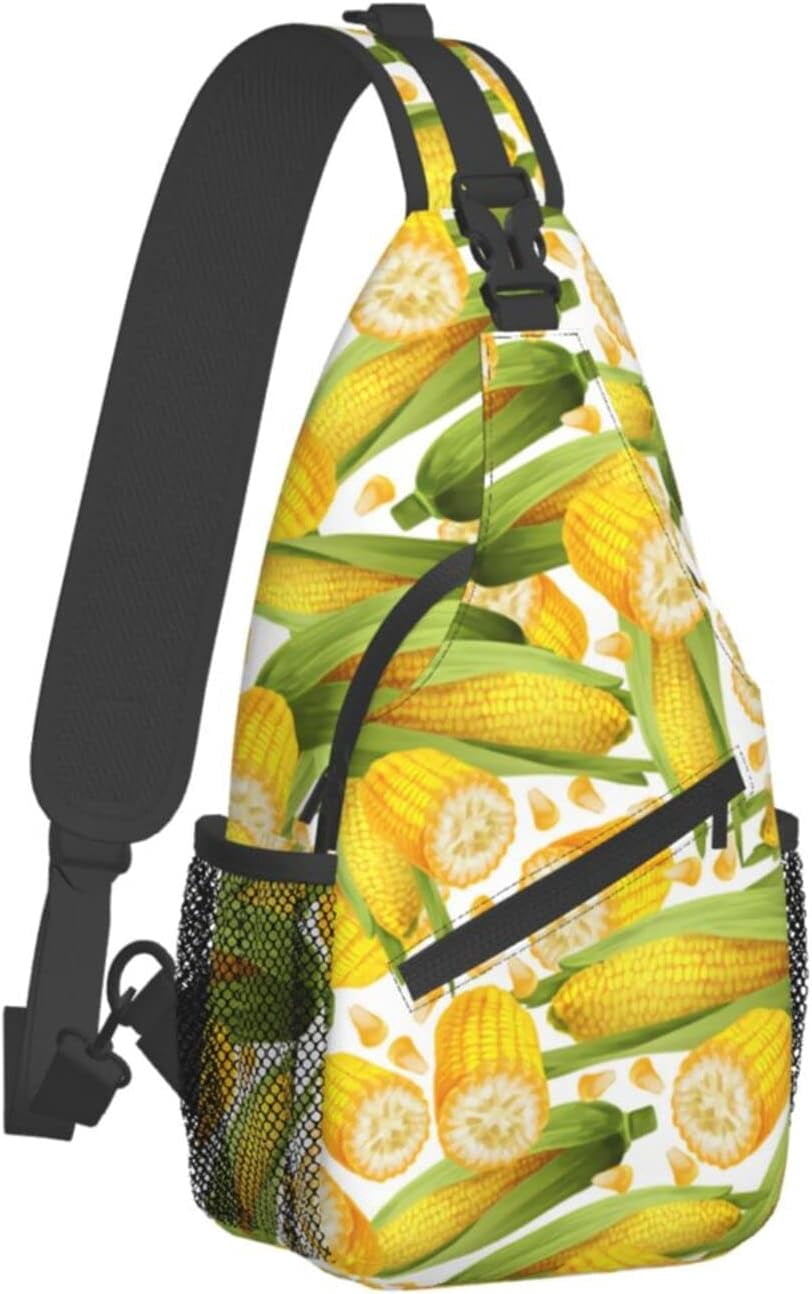 Corn Pattern Sling Bag Crossbody Hiking Travel Chest Bags Backpack Shoulder Daypack for Women Men