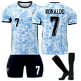 Youths 2024 Portugal Home #7 Ronaldo Jersey Soccer Kids Soccer Set Red