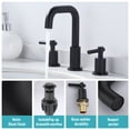 thumbnail image 4 of WOWOW 8 in. Widespread Double Handle Bathroom Faucet with Pop Drain in Matte Black, 4 of 7