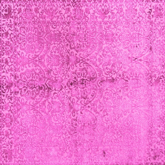Ahgly Company Indoor Square Abstract Pink Contemporary Area Rugs, 7' Square