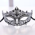 thumbnail image 3 of Venetian Mask, Luxury Metal Filigree Rhinestone Masquerade Half‑Eye Mask, Ornate Hollow‑Cut Venetian Costume Mask With Sparkling Crystal Embellishment for Prom, Carnival, Halloween & Formal Costume, 3 of 5
