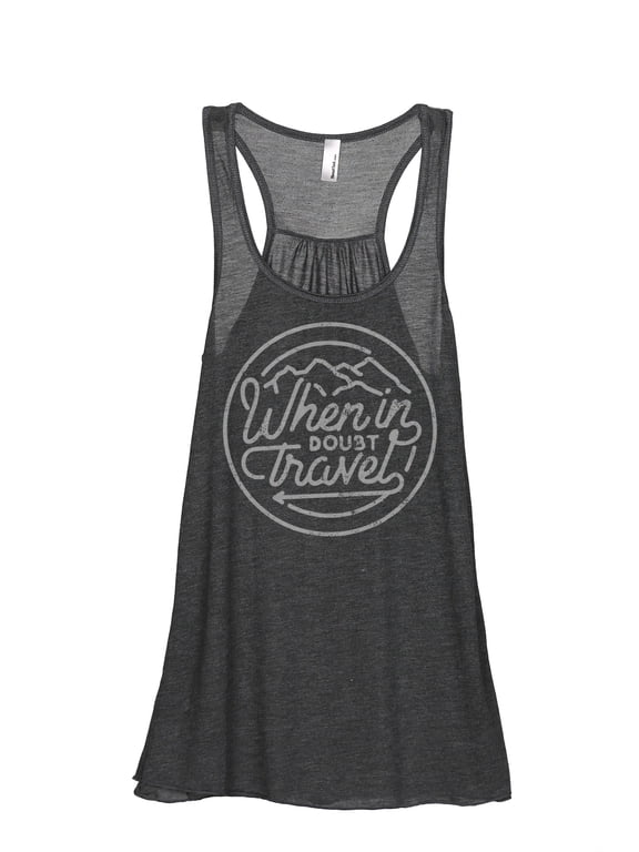 When In Doubt Travel Women's Fashion Sleeveless Flowy Racerback Tank Top Charcoal Grey Large