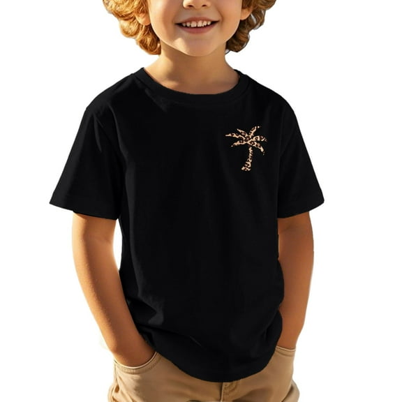 Hienoo Toddler Boys T Shirt Coconut Tree Print Short Sleeve T-Shirt Summer Casual Tshirt