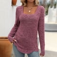 thumbnail image 3 of MeetoTime Fall Long Sleeve Ribbed Tunic Tops for Women Stretch Slim Square Neck Knit Sweater Pullover, 3 of 4