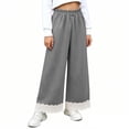 thumbnail image 2 of Agkizg Girls Wide Leg Pants with Lace Trims Lightweight Elastic Waist Bug Pants for Summer Outdoor, Sizes 3-4 Years, 2 of 5
