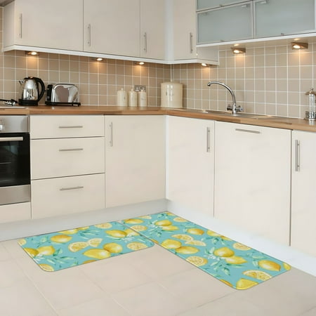 

Kitchen Mats for Floor 2 Piece - Yellow Lemon Anti Fatigue Mats for Kitchen Floor Kitchen Rugs Non Slip Washable Mat for Home Kitchen Decor