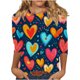 thumbnail image 2 of RKSTN Valentines 3/4 Sleeve Tops for Women Oversized Crewneck Valentine's Day Graphic Printed Short Sleeve T Shirt Womens Casual Round Neck Loose Comfy Loves Heart Print Three Quarter Sleeve Shirts, 2 of 6