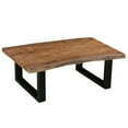 thumbnail image 3 of 45 Inch Acacia Wood Rectangular Coffee Table Live Edge Details Black Powder Coated Metal Sled Base Natural Brown -, 3 of 7