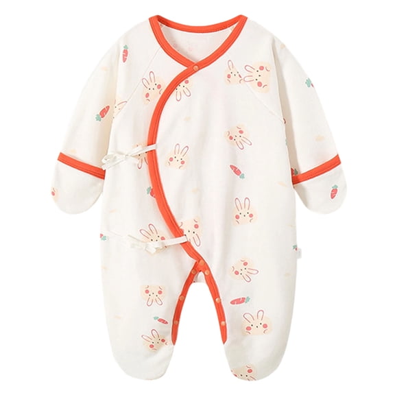 Mnyotv Infant Baby Girl Fall Clothes Long Sleeve Cotton Jumpsuits Floral Printed Rompers Size 3-6Months