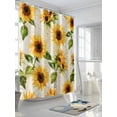thumbnail image 3 of Retro Sunflower Long Shower Curtain Set, Waterproof Shower Curtains for Bathroom, Watercolor Letter Flowers Washable Fabric Cloth Bath Curtain for Bathtub Decoration with Hooks 72x84 Inches, 3 of 6
